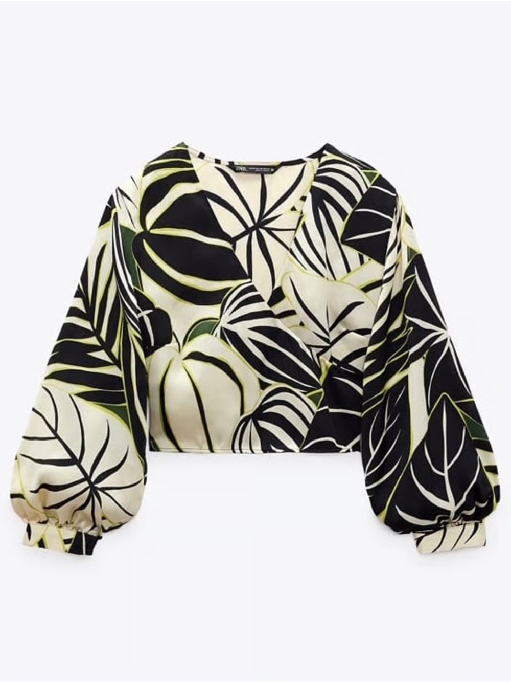 Zara Tropical Print Crop Blouse